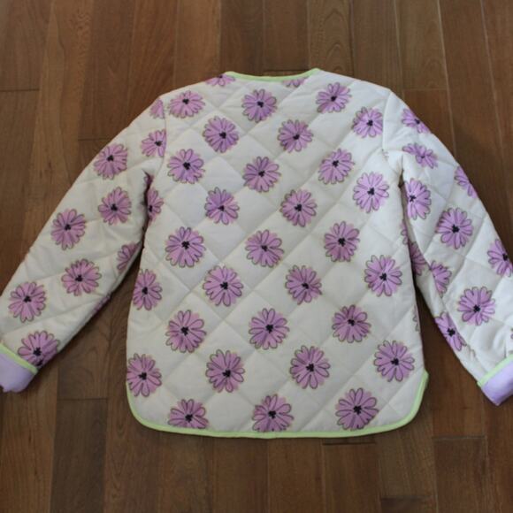Bella and Birdie Quilted Daisy Print Purple Neon Barn Jacket Coat XL - Picture 2 of 8